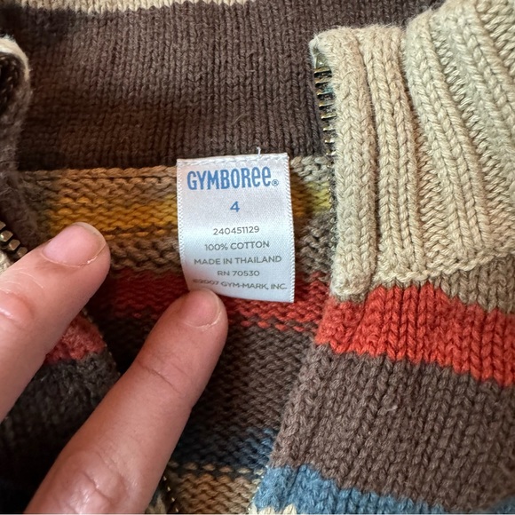 Boys Grandpa cottage Sweater Stripes with Brown Yellow Red Turtleneck Sz 4 - Picture 4 of 4